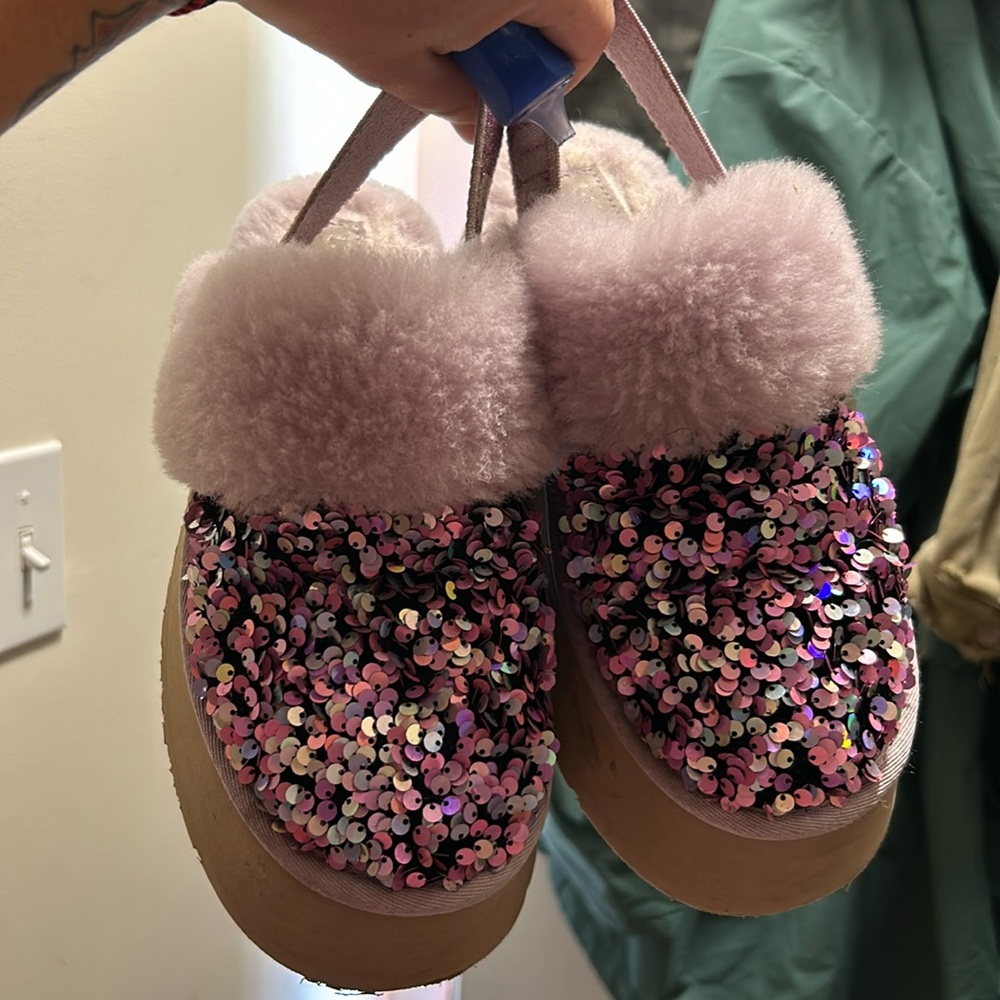 Ugg slippers / platform sequins outdoor shoes meant to be worn inside or outside